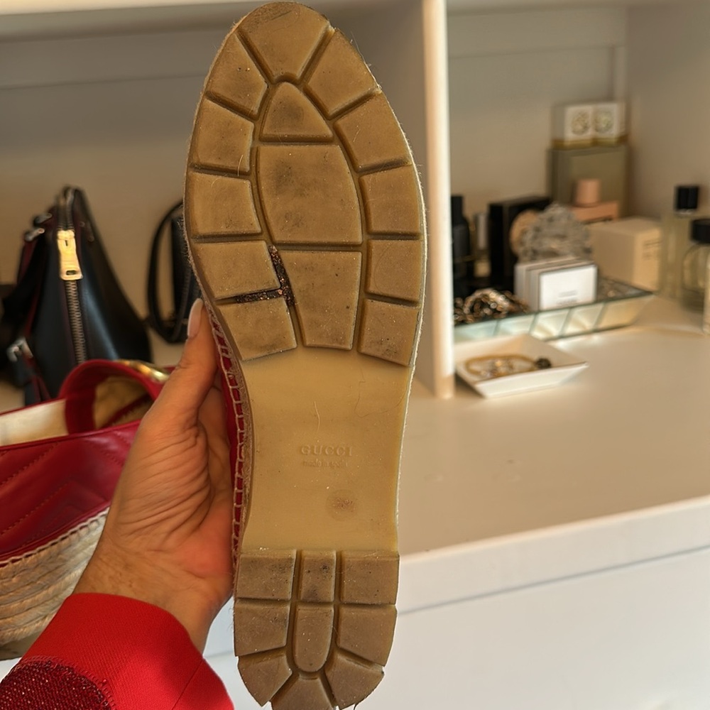 Gucci Red Espadrille Loafers 38.5 - Picture 7 of 9